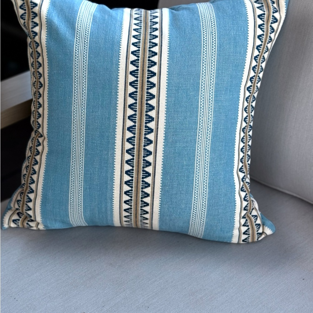 Elegant Striped Blue and White Accent Pillow Cover